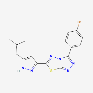 molecular formula C16H15BrN6S B11284766 3-(4-bromophenyl)-6-[5-(2-methylpropyl)-1H-pyrazol-3-yl][1,2,4]triazolo[3,4-b][1,3,4]thiadiazole 