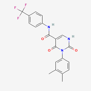 molecular formula C20H16F3N3O3 B11284767 3-(3,4-dimethylphenyl)-2,4-dioxo-N-[4-(trifluoromethyl)phenyl]-1,2,3,4-tetrahydropyrimidine-5-carboxamide 