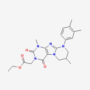 molecular formula C22H27N5O4 B11284780 ethyl 2-[9-(3,4-dimethylphenyl)-1,7-dimethyl-2,4-dioxo-7,8-dihydro-6H-purino[7,8-a]pyrimidin-3-yl]acetate 