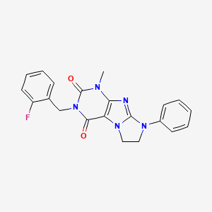 molecular formula C21H18FN5O2 B11284788 3-(2-fluorobenzyl)-1-methyl-8-phenyl-7,8-dihydro-1H-imidazo[2,1-f]purine-2,4(3H,6H)-dione 