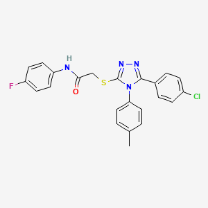 molecular formula C23H18ClFN4OS B11284798 2-{[5-(4-chlorophenyl)-4-(4-methylphenyl)-4H-1,2,4-triazol-3-yl]sulfanyl}-N-(4-fluorophenyl)acetamide 