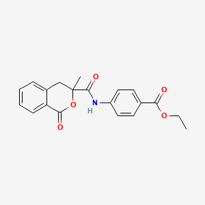 molecular formula C20H19NO5 B11284803 ethyl 4-{[(3-methyl-1-oxo-3,4-dihydro-1H-isochromen-3-yl)carbonyl]amino}benzoate 