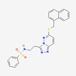 molecular formula C24H21N5O2S2 B11284807 N-(2-(6-((naphthalen-1-ylmethyl)thio)-[1,2,4]triazolo[4,3-b]pyridazin-3-yl)ethyl)benzenesulfonamide 