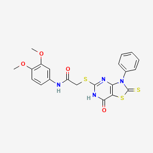 N-(3,4-dimethoxyphenyl)-2-((7-oxo-3-phenyl-2-thioxo-2,3,6,7-tetrahydrothiazolo[4,5-d]pyrimidin-5-yl)thio)acetamide