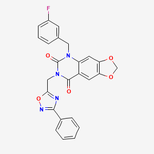 molecular formula C25H17FN4O5 B11284861 5-(3-fluorobenzyl)-7-[(3-phenyl-1,2,4-oxadiazol-5-yl)methyl][1,3]dioxolo[4,5-g]quinazoline-6,8(5H,7H)-dione 