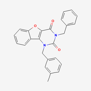 molecular formula C25H20N2O3 B11284912 3-benzyl-1-(3-methylbenzyl)benzofuro[3,2-d]pyrimidine-2,4(1H,3H)-dione 