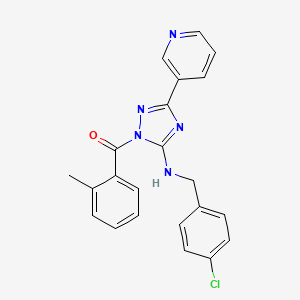 molecular formula C22H18ClN5O B11284932 {5-[(4-chlorobenzyl)amino]-3-(pyridin-3-yl)-1H-1,2,4-triazol-1-yl}(2-methylphenyl)methanone 