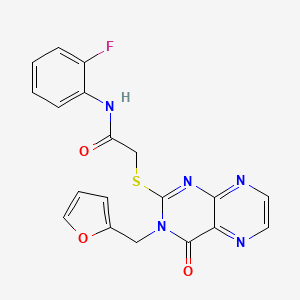 N-(2-fluorophenyl)-2-({3-[(furan-2-yl)methyl]-4-oxo-3,4-dihydropteridin-2-yl}sulfanyl)acetamide