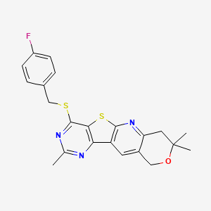 15-[(4-fluorophenyl)methylsulfanyl]-5,5,13-trimethyl-6-oxa-17-thia-2,12,14-triazatetracyclo[8.7.0.03,8.011,16]heptadeca-1,3(8),9,11,13,15-hexaene