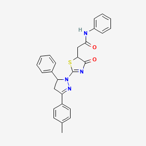 2-{2-[3-(4-methylphenyl)-5-phenyl-4,5-dihydro-1H-pyrazol-1-yl]-4-oxo-4,5-dihydro-1,3-thiazol-5-yl}-N-phenylacetamide