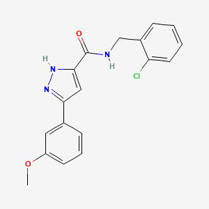 molecular formula C18H16ClN3O2 B11284982 N-(2-chlorobenzyl)-5-(3-methoxyphenyl)-1H-pyrazole-3-carboxamide 