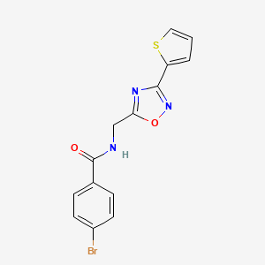 molecular formula C14H10BrN3O2S B11284990 4-bromo-N-{[3-(thiophen-2-yl)-1,2,4-oxadiazol-5-yl]methyl}benzamide 