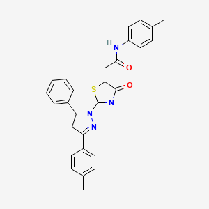 N-(4-methylphenyl)-2-{2-[3-(4-methylphenyl)-5-phenyl-4,5-dihydro-1H-pyrazol-1-yl]-4-oxo-4,5-dihydro-1,3-thiazol-5-yl}acetamide