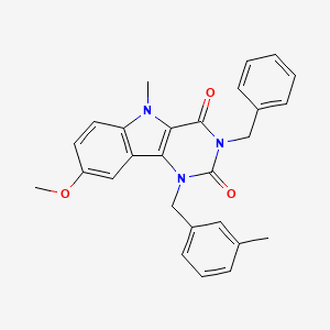 molecular formula C27H25N3O3 B11285021 3-benzyl-8-methoxy-5-methyl-1-(3-methylbenzyl)-1H-pyrimido[5,4-b]indole-2,4(3H,5H)-dione 