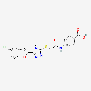 molecular formula C20H15ClN4O4S B11285030 4-[({[5-(5-chloro-1-benzofuran-2-yl)-4-methyl-4H-1,2,4-triazol-3-yl]sulfanyl}acetyl)amino]benzoic acid 