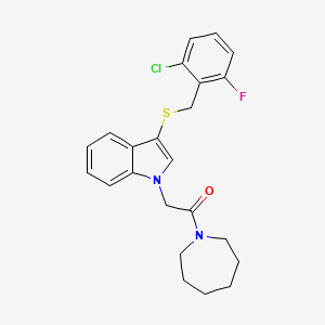 molecular formula C23H24ClFN2OS B11285066 1-(azepan-1-yl)-2-(3-((2-chloro-6-fluorobenzyl)thio)-1H-indol-1-yl)ethanone 