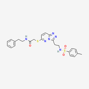 molecular formula C24H26N6O3S2 B11285076 2-((3-(2-(4-methylphenylsulfonamido)ethyl)-[1,2,4]triazolo[4,3-b]pyridazin-6-yl)thio)-N-phenethylacetamide 