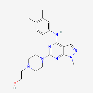 molecular formula C20H27N7O B11285101 2-(4-{4-[(3,4-dimethylphenyl)amino]-1-methyl-1H-pyrazolo[3,4-d]pyrimidin-6-yl}piperazin-1-yl)ethanol 