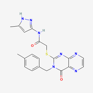 molecular formula C20H19N7O2S B11285116 N-(3-methyl-1H-pyrazol-5-yl)-2-({3-[(4-methylphenyl)methyl]-4-oxo-3,4-dihydropteridin-2-yl}sulfanyl)acetamide 