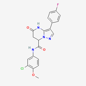 molecular formula C20H16ClFN4O3 B11285130 N-(3-chloro-4-methoxyphenyl)-3-(4-fluorophenyl)-5-hydroxy-6,7-dihydropyrazolo[1,5-a]pyrimidine-7-carboxamide 