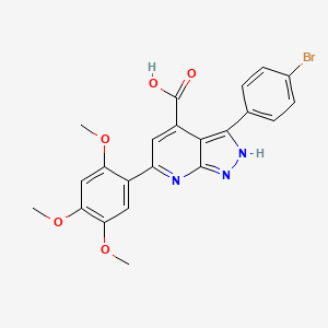 molecular formula C22H18BrN3O5 B11285146 3-(4-bromophenyl)-6-(2,4,5-trimethoxyphenyl)-1H-pyrazolo[3,4-b]pyridine-4-carboxylic acid 