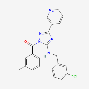 molecular formula C22H18ClN5O B11285153 {5-[(3-chlorobenzyl)amino]-3-(pyridin-3-yl)-1H-1,2,4-triazol-1-yl}(3-methylphenyl)methanone 