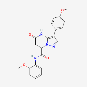 molecular formula C21H20N4O4 B11285160 5-hydroxy-N-(2-methoxyphenyl)-3-(4-methoxyphenyl)-6,7-dihydropyrazolo[1,5-a]pyrimidine-7-carboxamide 