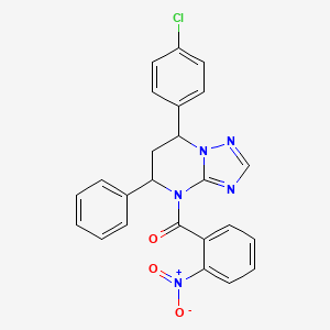 molecular formula C24H18ClN5O3 B11285177 [7-(4-chlorophenyl)-5-phenyl-6,7-dihydro[1,2,4]triazolo[1,5-a]pyrimidin-4(5H)-yl](2-nitrophenyl)methanone 