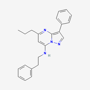 molecular formula C23H24N4 B11285222 3-phenyl-N-(2-phenylethyl)-5-propylpyrazolo[1,5-a]pyrimidin-7-amine CAS No. 890626-66-1