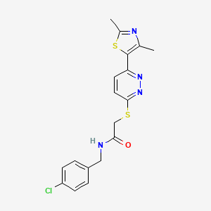 molecular formula C18H17ClN4OS2 B11285225 N-(4-chlorobenzyl)-2-((6-(2,4-dimethylthiazol-5-yl)pyridazin-3-yl)thio)acetamide 