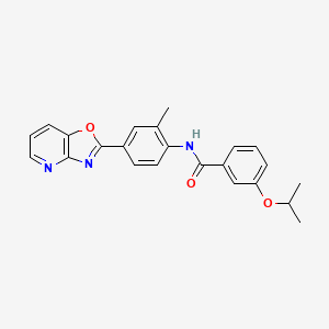 molecular formula C23H21N3O3 B11285238 N-(2-Methyl-4-{[1,3]oxazolo[4,5-B]pyridin-2-YL}phenyl)-3-(propan-2-yloxy)benzamide 