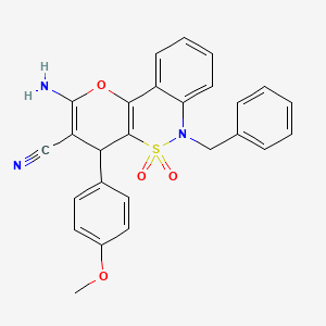 2-Amino-6-benzyl-4-(4-methoxyphenyl)-4,6-dihydropyrano[3,2-c][2,1]benzothiazine-3-carbonitrile 5,5-dioxide