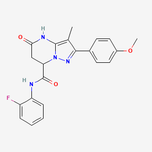 molecular formula C21H19FN4O3 B11285270 N-(2-fluorophenyl)-5-hydroxy-2-(4-methoxyphenyl)-3-methyl-6,7-dihydropyrazolo[1,5-a]pyrimidine-7-carboxamide 