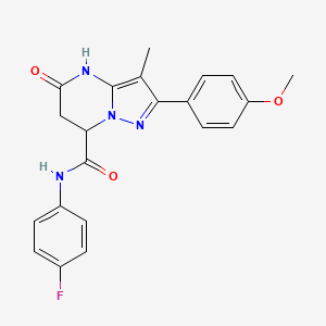 molecular formula C21H19FN4O3 B11285285 N-(4-fluorophenyl)-5-hydroxy-2-(4-methoxyphenyl)-3-methyl-6,7-dihydropyrazolo[1,5-a]pyrimidine-7-carboxamide 