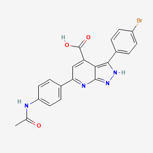 molecular formula C21H15BrN4O3 B11285298 3-(4-Bromophenyl)-6-(4-acetamidophenyl)-2H-pyrazolo[3,4-B]pyridine-4-carboxylic acid 