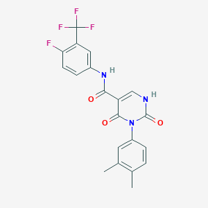 molecular formula C20H15F4N3O3 B11285301 3-(3,4-dimethylphenyl)-N-[4-fluoro-3-(trifluoromethyl)phenyl]-2,4-dioxo-1,2,3,4-tetrahydropyrimidine-5-carboxamide 