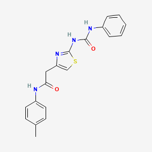 molecular formula C19H18N4O2S B11285322 2-(2-(3-phenylureido)thiazol-4-yl)-N-(p-tolyl)acetamide 