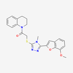 molecular formula C23H22N4O3S B11285330 1-(3,4-dihydroquinolin-1(2H)-yl)-2-{[5-(7-methoxy-1-benzofuran-2-yl)-4-methyl-4H-1,2,4-triazol-3-yl]sulfanyl}ethanone 