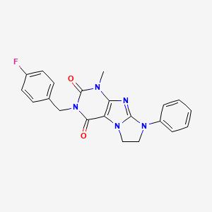 molecular formula C21H18FN5O2 B11285342 2-[(4-Fluorophenyl)methyl]-4-methyl-6-phenyl-7,8-dihydropurino[7,8-a]imidazole-1,3-dione 