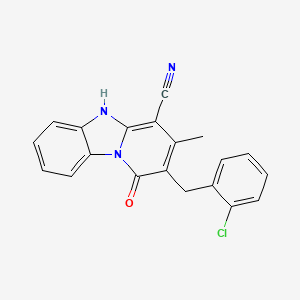 2-[(2-chlorophenyl)methyl]-3-methyl-1-oxo-5H-pyrido[1,2-a]benzimidazole-4-carbonitrile