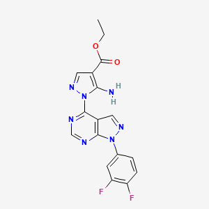 ethyl 5-amino-1-[1-(3,4-difluorophenyl)-1H-pyrazolo[3,4-d]pyrimidin-4-yl]-1H-pyrazole-4-carboxylate