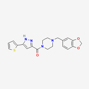 molecular formula C20H20N4O3S B11285384 [4-(1,3-benzodioxol-5-ylmethyl)piperazin-1-yl][5-(thiophen-2-yl)-1H-pyrazol-3-yl]methanone 