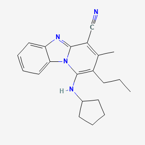 molecular formula C21H24N4 B11285391 1-(Cyclopentylamino)-3-methyl-2-propylpyrido[1,2-a]benzimidazole-4-carbonitrile CAS No. 5305-11-3