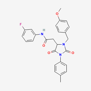 N-(3-fluorophenyl)-2-[3-(4-methoxybenzyl)-1-(4-methylphenyl)-2,5-dioxoimidazolidin-4-yl]acetamide