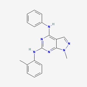 molecular formula C19H18N6 B11285407 1-methyl-N~6~-(2-methylphenyl)-N~4~-phenyl-1H-pyrazolo[3,4-d]pyrimidine-4,6-diamine 