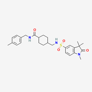 N-[(4-Methylphenyl)methyl]-4-[(1,3,3-trimethyl-2-oxo-2,3-dihydro-1H-indole-5-sulfonamido)methyl]cyclohexane-1-carboxamide