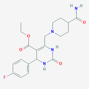 molecular formula C20H25FN4O4 B11285447 Ethyl 6-[(4-carbamoylpiperidin-1-yl)methyl]-4-(4-fluorophenyl)-2-oxo-1,2,3,4-tetrahydropyrimidine-5-carboxylate 