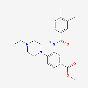 molecular formula C23H29N3O3 B11285451 Methyl 3-(3,4-dimethylbenzamido)-4-(4-ethylpiperazin-1-YL)benzoate 