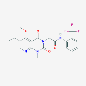 molecular formula C20H19F3N4O4 B11285465 2-(6-ethyl-5-methoxy-1-methyl-2,4-dioxo-1,2-dihydropyrido[2,3-d]pyrimidin-3(4H)-yl)-N-(2-(trifluoromethyl)phenyl)acetamide 