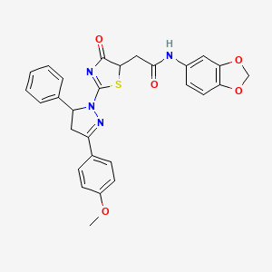 N-(1,3-benzodioxol-5-yl)-2-{2-[3-(4-methoxyphenyl)-5-phenyl-4,5-dihydro-1H-pyrazol-1-yl]-4-oxo-4,5-dihydro-1,3-thiazol-5-yl}acetamide